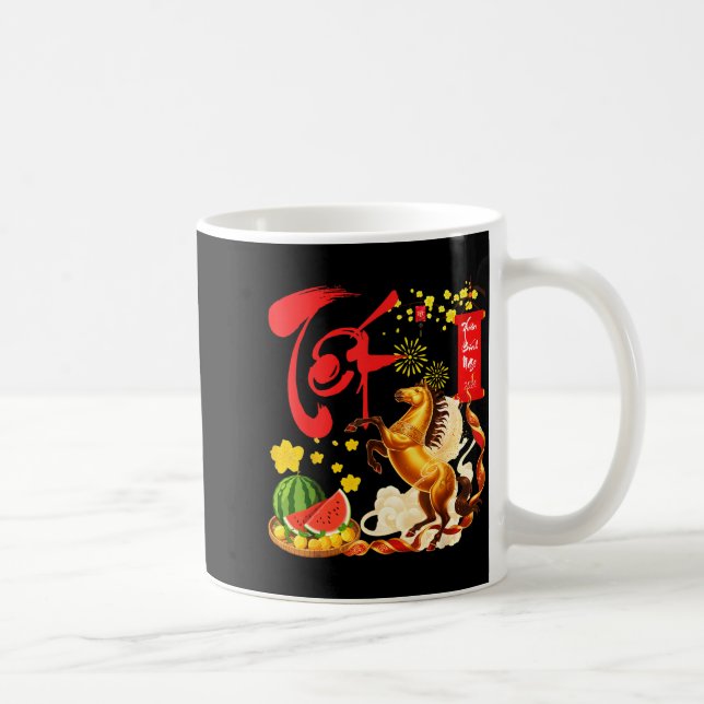 Peach Blossom Vietnamese Lunar New Year Horse 2026 Coffee Mug (Right)