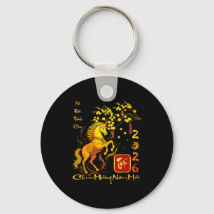 Peach Blossom Vietnamese Lunar New Year Horse 2026 Keychain