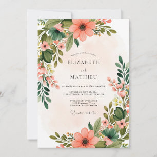 Peach Blossoming Spring Wedding Invitation