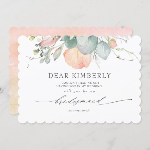 Peach Blossoms Floral Be My Bridesmaid Proposal Invitation