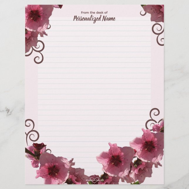 Peach Blossoms Lined  Letterhead (Front)