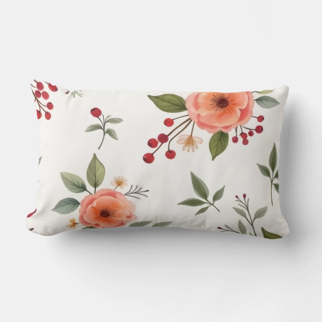 peach blossoms lumbar pillow (Front)