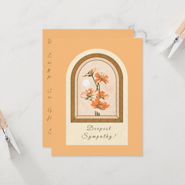 Peach Blossoms Sympathy Card (Front/Back In Situ)