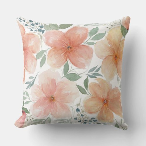 Peach Blossoms Throw Pillow