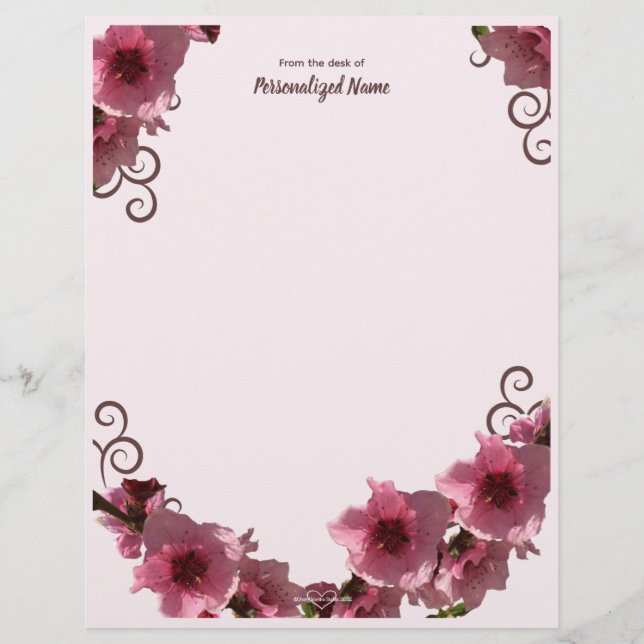 Peach Blossoms Unlined  Letterhead (Front)