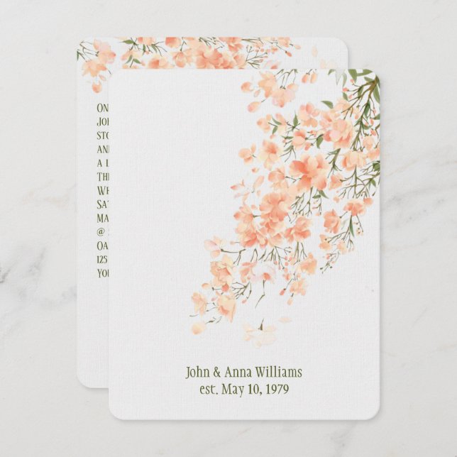 Peach Blossoms Vow Renewal Invitation (Front/Back)