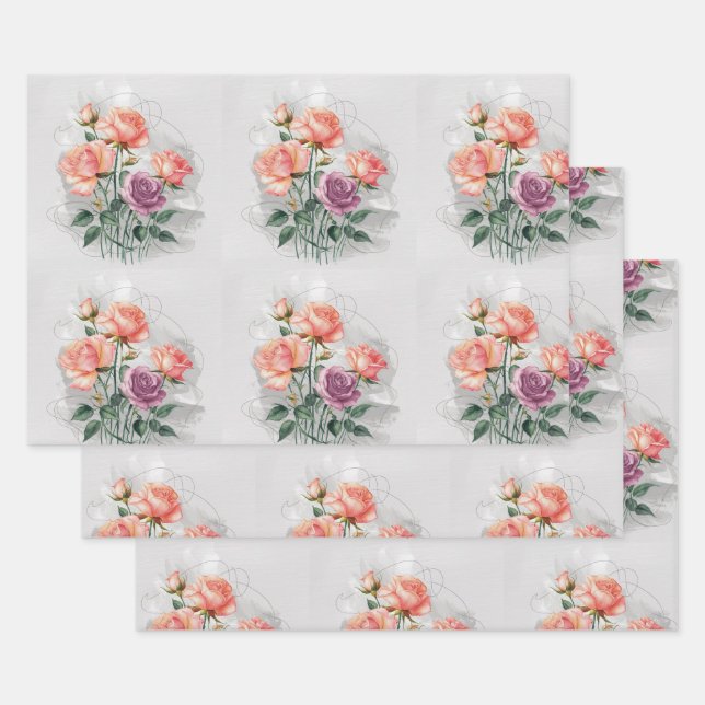Peach Blossoms Wrapping Paper Sheets (Set)