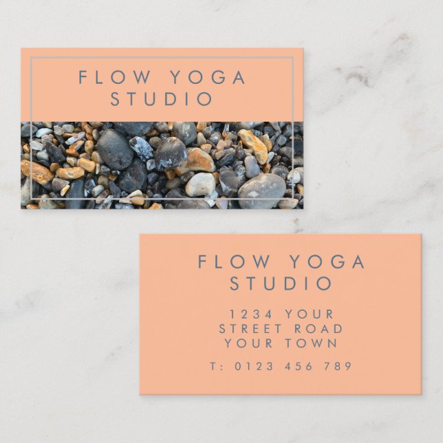 Peach Blue Beach Rocks Business Card (Front/Back)