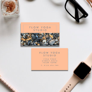 Peach Blue Beach Rocks Business Card