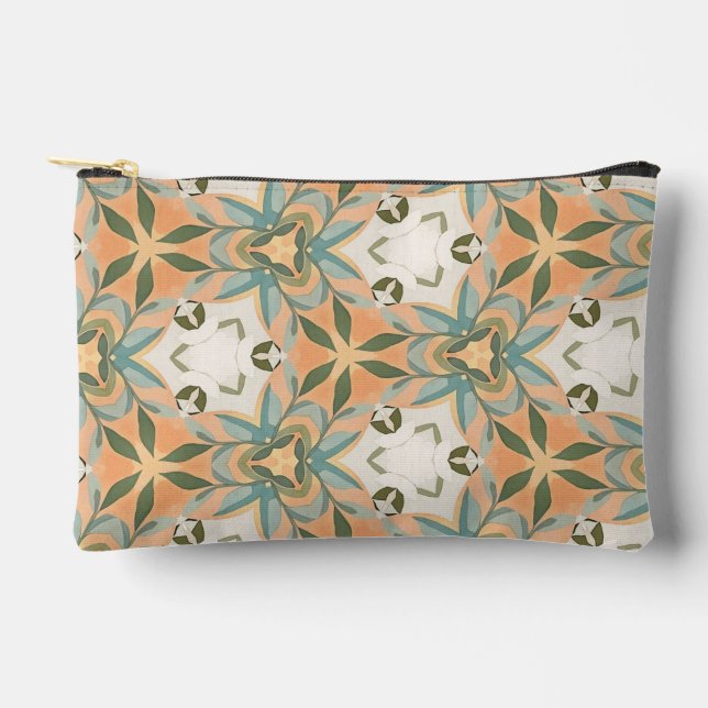 Peach Blue Botanical Seamless Pattern Accessory Pouch (Front)