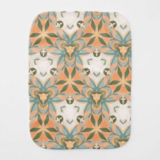Peach Blue Botanical Seamless Pattern Baby Burp Cloth