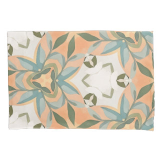 Peach Blue Botanical Seamless Pattern Pillow Case