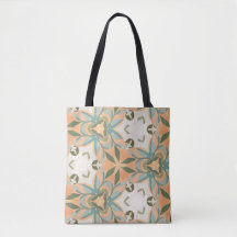 Peach Blue Botanical Seamless Pattern