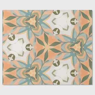 Peach Blue Botanical Seamless Pattern Wrapping Paper