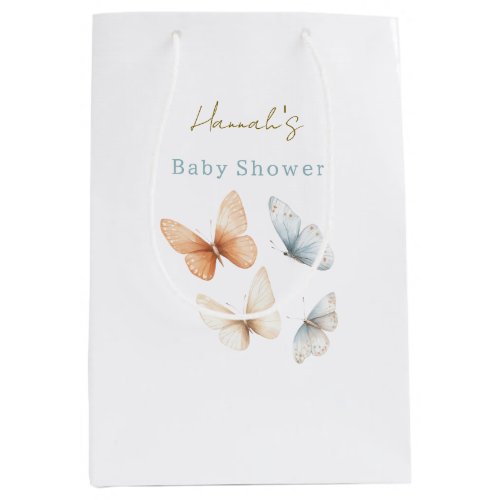 Peach Blue Butterflies Baby Shower