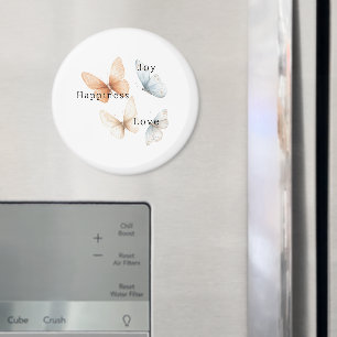 Peach Blue Butterflies Happiness Love Joy Magnet