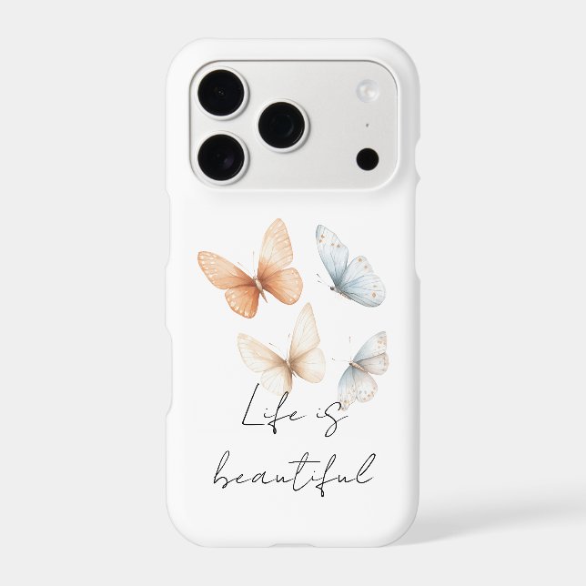 Peach Blue Butterflies  iPhone Case (Back)