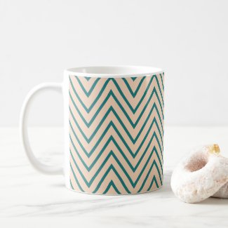 Peach Blue Chevron Stripe Pattern