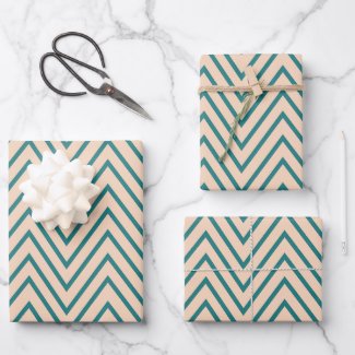 Peach Blue Chevron Stripe Pattern