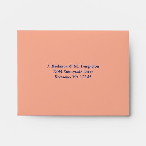 Peach Blue Floral A2 Envelope for Lg RSVP Card
