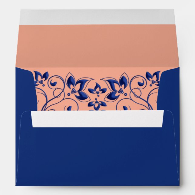 Peach, Blue Floral A7 Envelope for 5x7 Sizes (Back (Bottom))