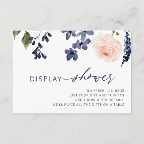 Peach  Blue Floral Display Bridal Shower Enclosure Card