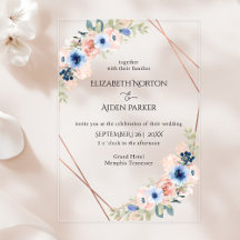 Peach, Blue, Floral Wedding Collection Acrylic