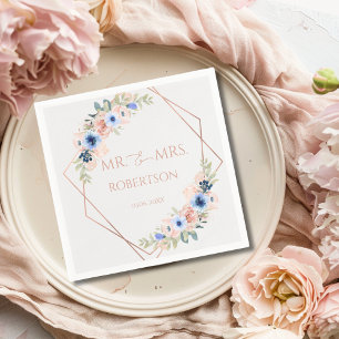 Peach Blue Light-Gray Wedding Collection Napkins