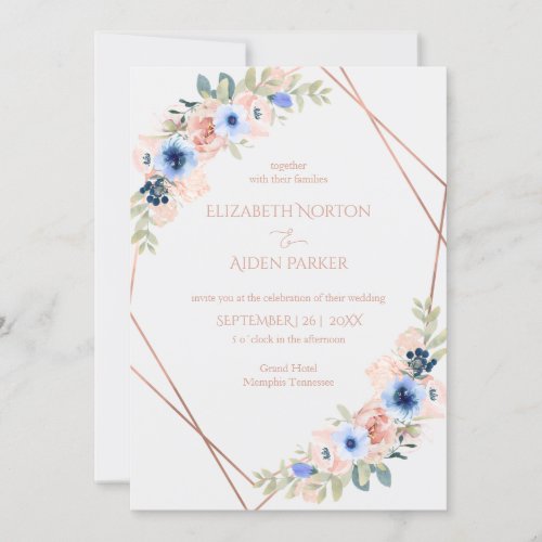Peach Blue  Light_Grey Wedding Collection Invitation
