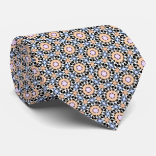 Peach Blue Lilac Circular Flourish Neck Tie