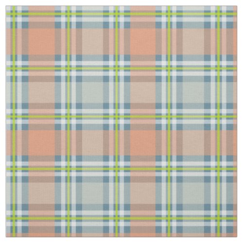 peach blue lime plaid fabric