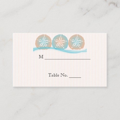 Peach Blue Sand Dollars Beach Wedding Place Cards Business Card