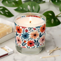 Peach & blue Spring floral pattern