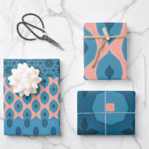 Peach Blue Turquoise art deco design