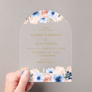 Peach Blue Wedding Collection Acrylic Invitations
