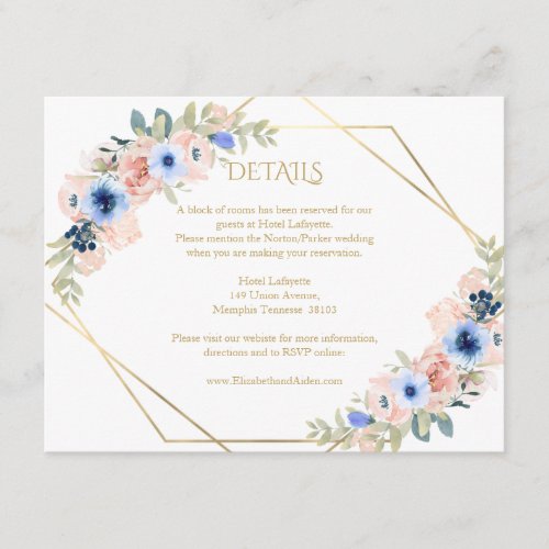 Peach Blue Wedding Collection Enclosure Card