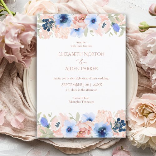 Peach Blue Wedding Collection Invitation