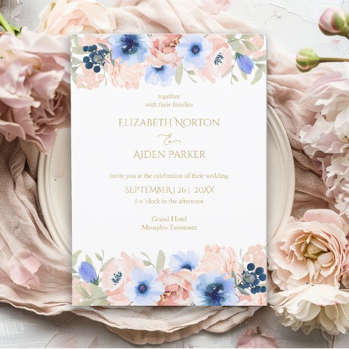 Peach Blue Wedding Collection Invitation