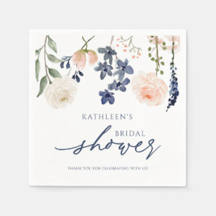 Peach & Blue Wildflower Bridal Shower Napkins