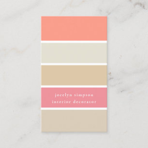 Peach Blush and Tan Color Block Chic Business Card
