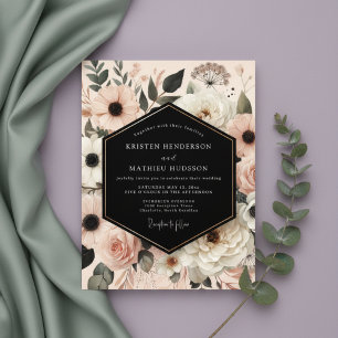 Peach Blush Botanical Romance Wedding Invitation