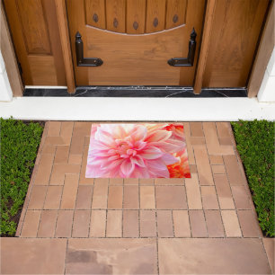 Peach Blush Dahlia Blossom Doormat