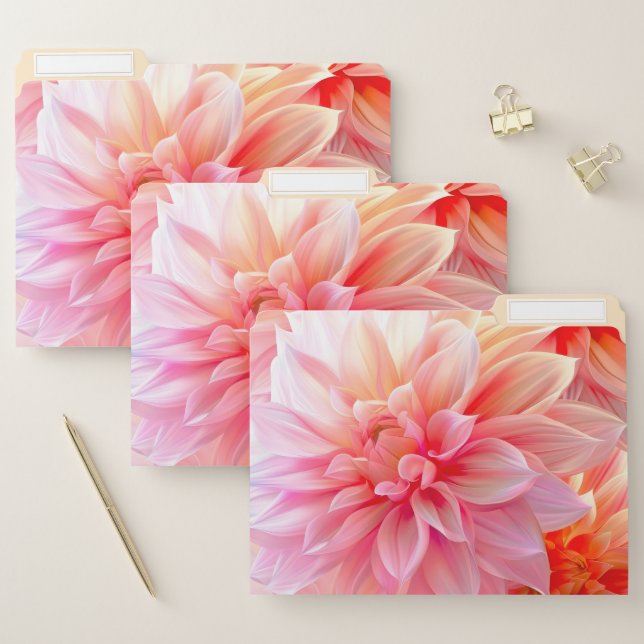Peach Blush Dahlia Blossom File Folder (Set)