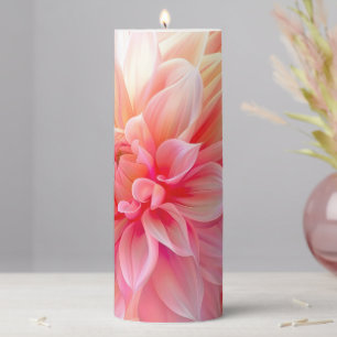 Peach Blush Dahlia Blossom Pillar Candle