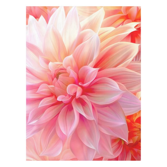 Peach Blush Dahlia Blossom Tablecloth (Front)