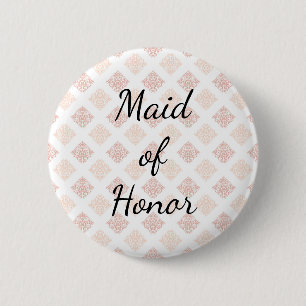 Peach Blush Damask Made of Honor Button