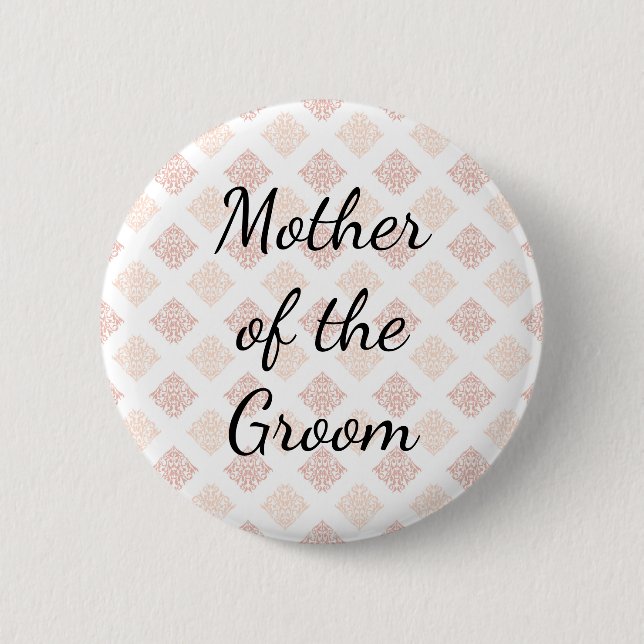 Peach Blush Damask Mother of the Groom Button (Front)