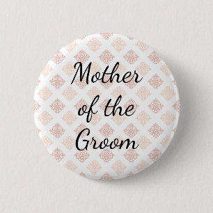 Peach Blush Damask Mother of the Groom Button