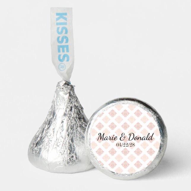 Peach Blush Damask Wedding Hershey®'s Kisses® (Front)