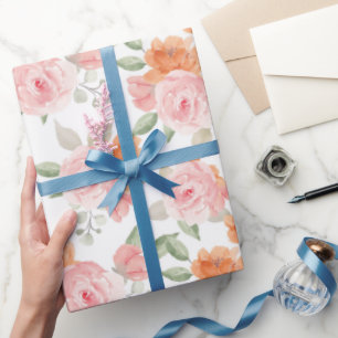 Peach Blush Garden Wrapping Paper
